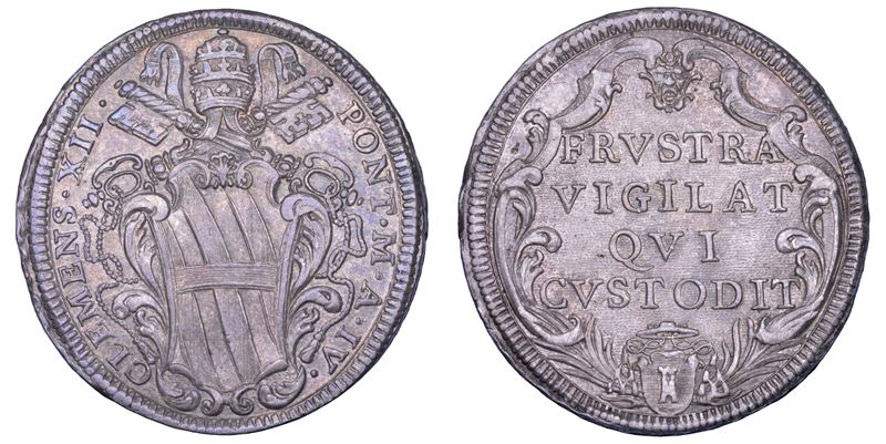 STATO PONTIFICIO. CLEMENTE XII (Lorenzo Corsini), 1730-1740. Mezza piastra A. IV. Roma.  - Asta Numismatica - Cambi Casa d'Aste