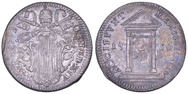 STATO PONTIFICIO. BENEDETTO XIV (Prospero Lambertini), 1740-1758. Grosso A. XI/1750. Roma. Anno giubilare.
