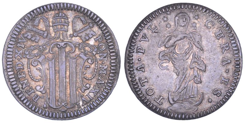 STATO PONTIFICIO. BENEDETTO XIV (Prospero Lambertini), 1740-1758. Grosso A. XIV. Roma.  - Asta Numismatica - Cambi Casa d'Aste