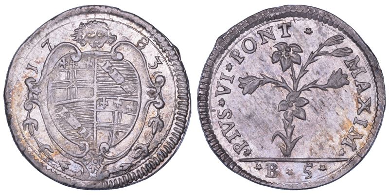 STATO PONTIFICIO. PIO VI (Giannangelo Braschi), 1775-1799. Carlino da 5 baiocchi 1783. Bologna.  - Asta Numismatica - Cambi Casa d'Aste