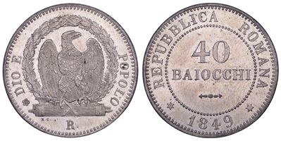 Anonimo, Seconda Repubblica Romana 1848-1849: 40 Baiocchi 1849, Roma