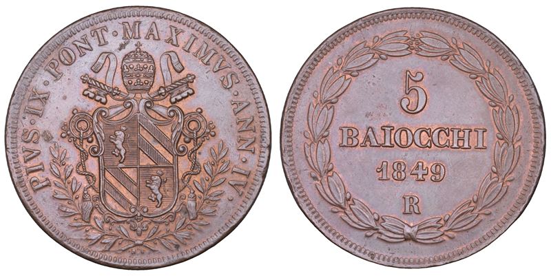 Pio IX (Giovanni Maria Mastai Ferretti), 5 Baiocchi, 1849
