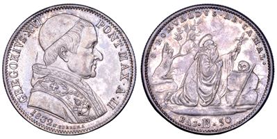 Cappellari (Gregorio XVI), Mezzo scudo romano con busto, 1832 (A. II), Bologna