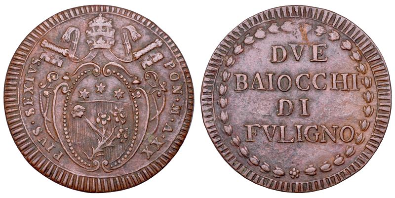 Pio VI (Giannangelo Braschi), 2 Baiocchi di Foligno, 1775-1799