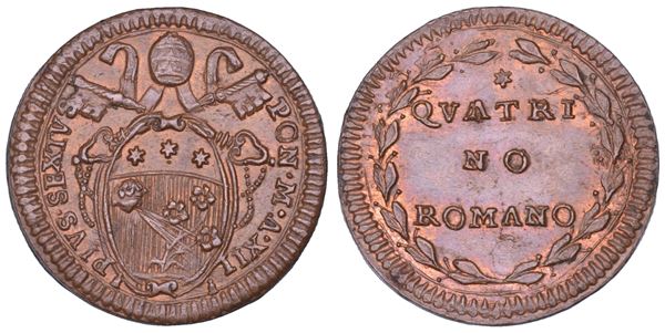 STATO PONTIFICIO. PIO VI (Giannangelo Braschi), 1775-1799. Quattrino A. XII. Roma.