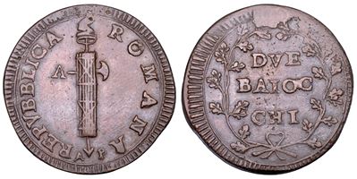 Repubblica Romana, Ancona (1798-1799), 2 Baiocchi, rame