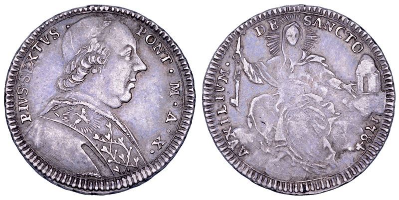 STATO PONTIFICIO. PIO VI (Giannangelo Braschi), 1775-1799. Quinto di scudo A. X/1784. Roma.  - Auction Numismatics - Cambi Casa d'Aste