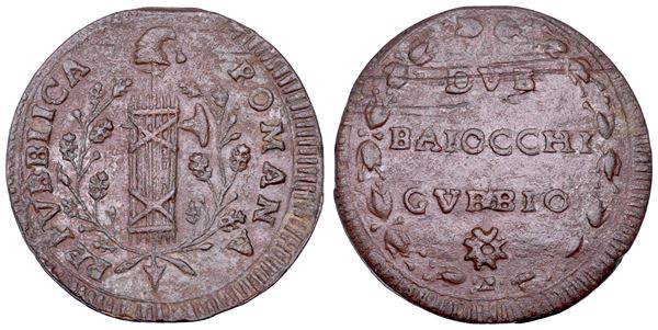 REPUBBLICA ROMANA - GUBBIO, 1798-1799. 2 Baiocchi.