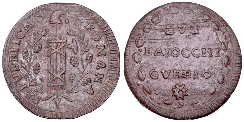 REPUBBLICA ROMANA - GUBBIO, 1798-1799. 2 Baiocchi.  - Auction Numismatics - Cambi Casa d'Aste