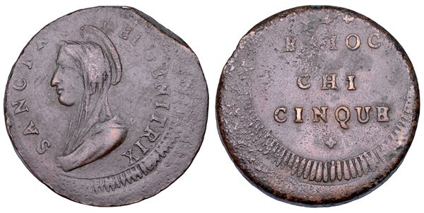 REPUBBLICA ROMANA - ROMA, 1798-1799. Madonnina da 5 baiocchi.