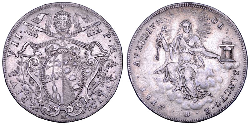 STATO PONTIFICIO. PIO VII (Gregorio Luigi Barnaba Chiaramonti), 1800-1823. Mezzo scudo romano A. XVII/1816. Bologna.  - Asta Numismatica - Cambi Casa d'Aste