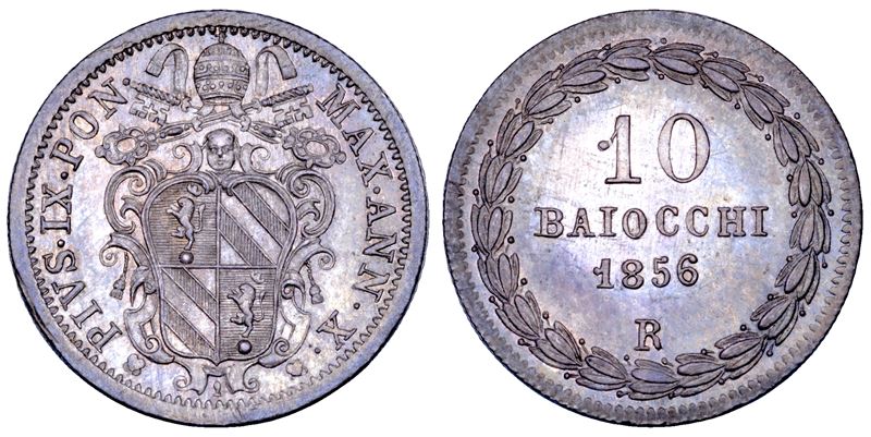 Pio IX (Giovanni Maria Mastai Ferretti), 10 Baiocchi A.X/1856, Stato Pontificio