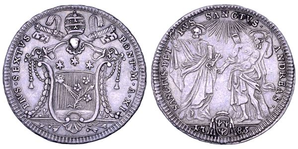 STATO PONTIFICIO. PIO VI (Giannangelo Braschi), 1775-1799. Testone (30 baiocchi) A. XI/1785. Roma.
