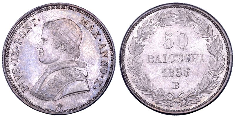 Pio IX (Giovanni Maria Mastai Ferretti), 50 Baiocchi Stato Pontificio 1856