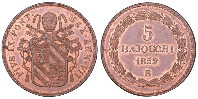 Giovanni Maria Mastai Ferretti (Pio IX), 5 Baiocchi, 1852 (Stato Pontificio), Bologna