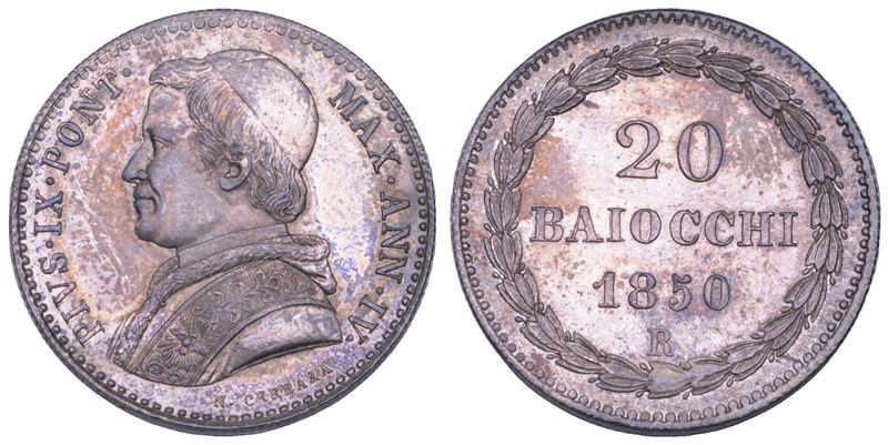 Pio IX (Giovanni Maria Mastai Ferretti), 20 baiocchi, 1850