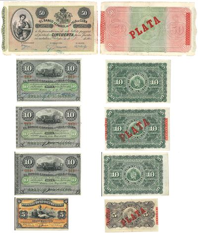 Cuba, Lotto di 33 banconote (fine XIX–XXI secolo)