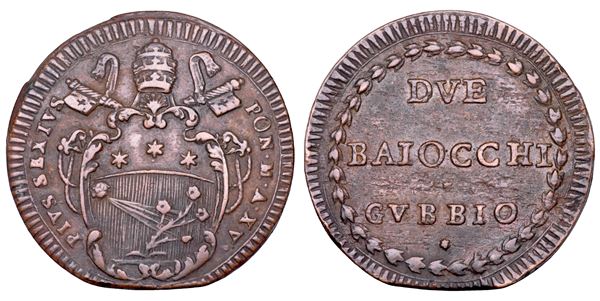 STATO PONTIFICIO. PIO VI (Giannangelo Braschi), 1775-1799. 2 Baiocchi A. XV. Gubbio.