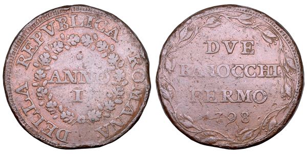 REPUBBLICA ROMANA - FERMO, 1798-1799. 2 Baiocchi A. I/1798.