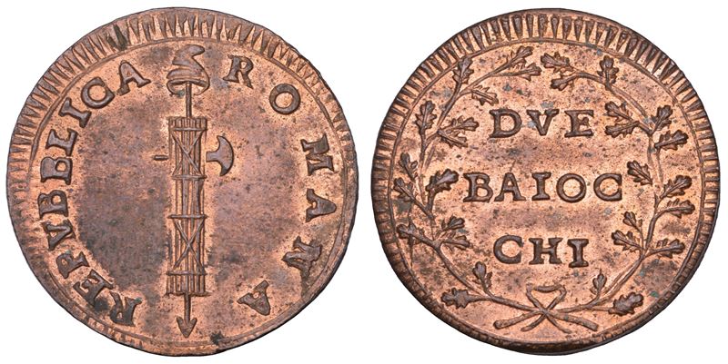 REPUBBLICA ROMANA - ROMA, 1798-1799. 2 Baiocchi.  - Auction Numismatics - Cambi Casa d'Aste