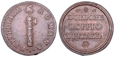 Repubblica Romana, 2 baiocchi (1798-1799) – peso monetale, rame