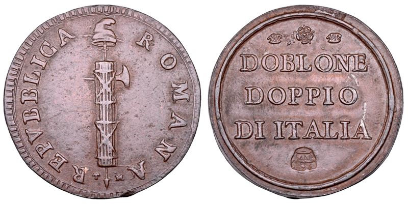 REPUBBLICA ROMANA - ROMA, 1798-1799. Peso monetale (?) del 2 baiocchi.  - Auction Numismatics - Cambi Casa d'Aste