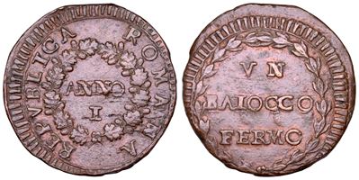 Repubblica Romana, Fermo (1798-1799), Baiocco A. I. in rame