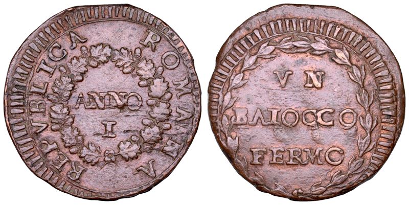 REPUBBLICA ROMANA - FERMO, 1798-1799. Baiocco A. I.  - Auction Numismatics - Cambi Casa d'Aste