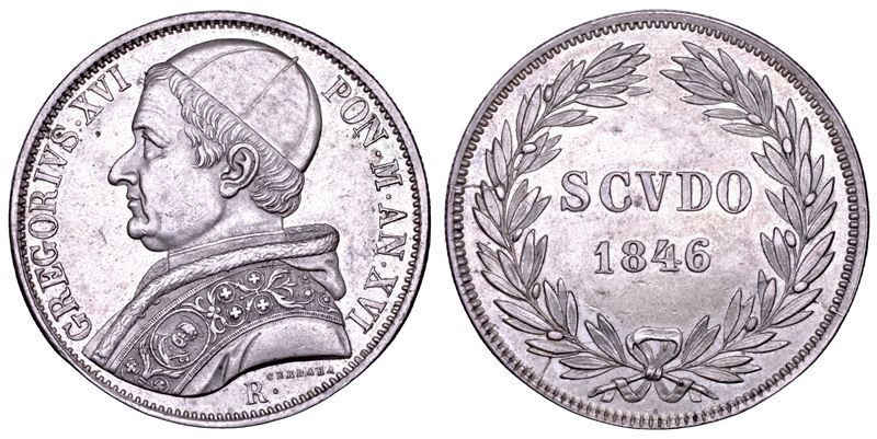 STATO PONTIFICIO. GREGORIO XVI (Bartolomeo Alberto Cappellari), 1831-1846. Scudo romano A. XVI/1846. Roma.  - Asta Numismatica - Cambi Casa d'Aste