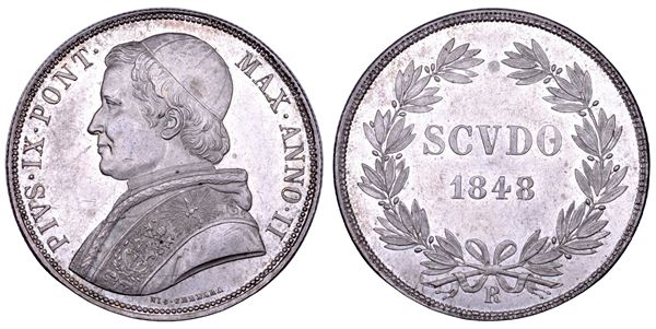 STATO PONTIFICIO. PIO IX (Giovanni Maria Mastai Ferretti), 1846-1878. Scudo romano A. II/1848. Roma.