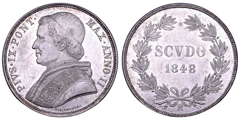 STATO PONTIFICIO. PIO IX (Giovanni Maria Mastai Ferretti), 1846-1878. Scudo romano A. II/1848. Roma.  - Asta Numismatica - Cambi Casa d'Aste