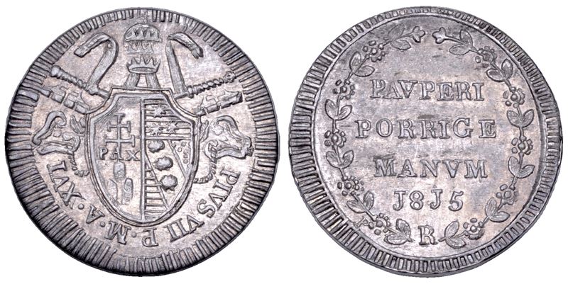 STATO PONTIFICIO. PIO VII (Gregorio Luigi Barnaba Chiaramonti), 1800-1823. Grosso A. XVI/1815. Roma.  - Asta Numismatica - Cambi Casa d'Aste
