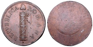 Repubblica Romana, Medaglia uniface (fascio littorio sormontato da berretto frigio)