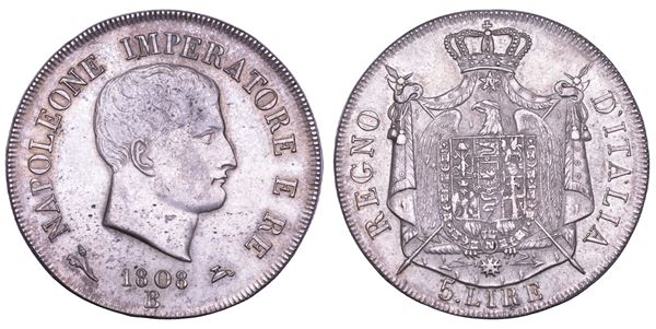 BOLOGNA. NAPOLEONE, 1805-1814. 5 Lire 1808.