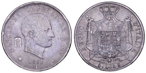 MILANO. NAPOLEONE, 1805-1814. 5 Lire 1811.