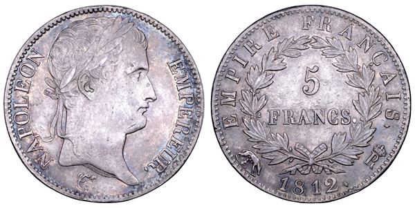 ROMA. NAPOLEONE, 1804-1814. 5 Franchi 1812.