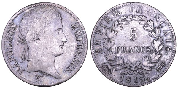 ROMA. NAPOLEONE, 1804-1814. 5 Franchi 1813.