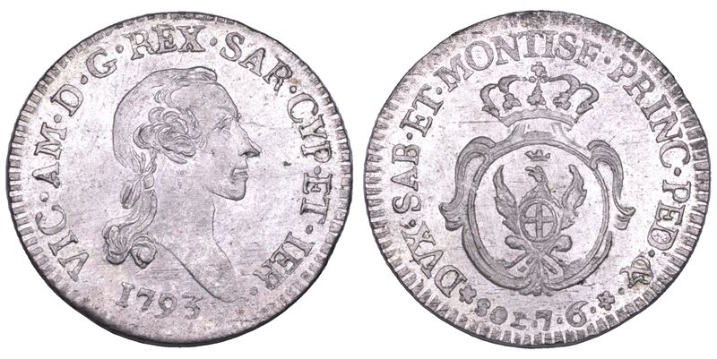 Vittorio Amedeo III di Savoia, 7,6 Soldi (1773-1796) — 1793, moneta in mistura, diametro 26,28 mm