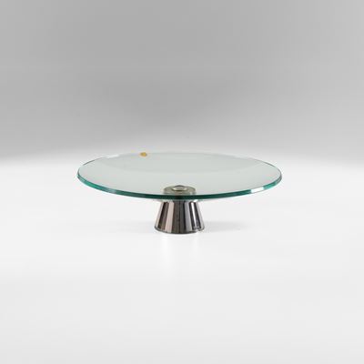 Centrotavola in ottone nichelato e cristallo molato