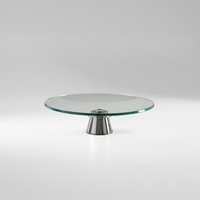 Centrotavola in ottone nichelato e cristallo molato (circa 1960)