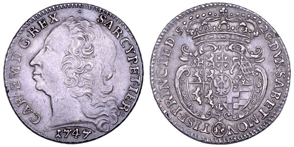 REGNO DI SARDEGNA. CARLO EMANUELE III DI SAVOIA, 1730-1773. Lira 1747.