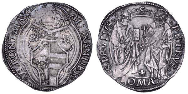 STATO PONTIFICIO. ALESSANDRO VI (Rodrigo de Borja), 1492-1503. Grosso. Roma.