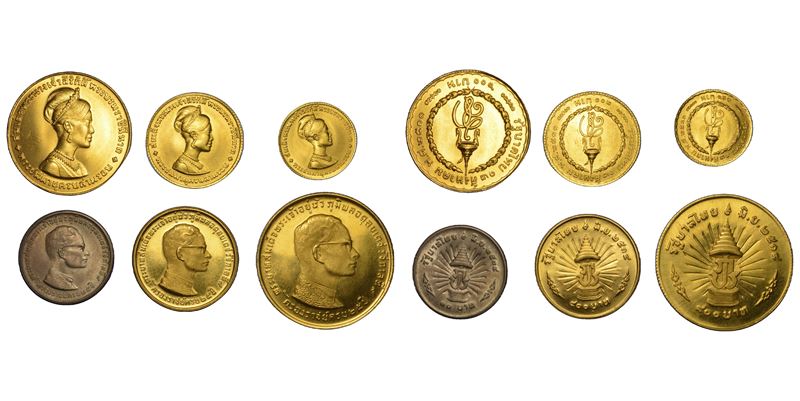 THAILANDIA. RAMA IX, 1946-2016. Lotto di sei monete.  - Auction Numismatics - Cambi Casa d'Aste