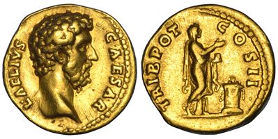Elio, Aureo (Roma, anno 137), testa nuda a destra