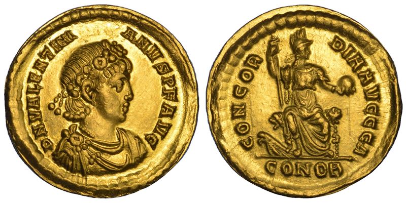 VALENTINIANO II, 375-392. Solido, anni 383-388. Costantinopoli.  - Asta Numismatica - Cambi Casa d'Aste