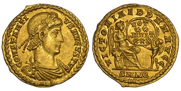 COSTANZO II, 337-361. Solido, anni 340-350. Aquileia.