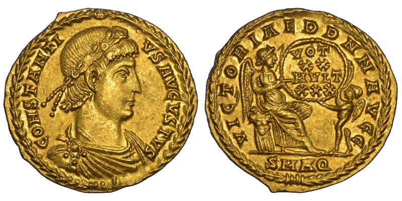 COSTANZO II, 337-361. Solido, anni 340-350. Aquileia.  - Auction Numismatics - Cambi Casa d'Aste