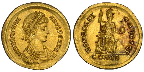 VALENTINIANO II, 375-392. Solido, anni 388-392. Costantinopoli.