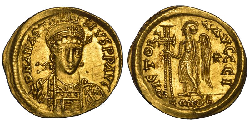 ANASTASIO I, 491-518. Solido, anni 491-498. Costantinopoli.  - Asta Numismatica - Cambi Casa d'Aste
