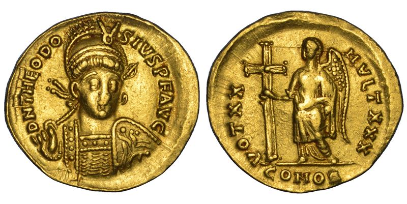 TEODOSIO II, 402-450. Solido, anni 420-422. Costantinopoli.  - Asta Numismatica - Cambi Casa d'Aste